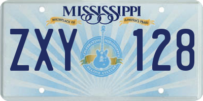 MS license plate ZXY128