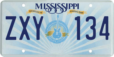 MS license plate ZXY134