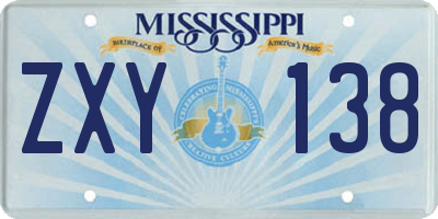 MS license plate ZXY138