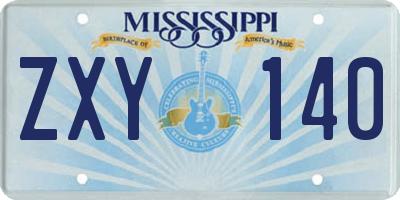 MS license plate ZXY140