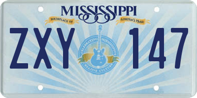 MS license plate ZXY147