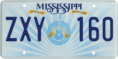 MS license plate ZXY160