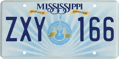 MS license plate ZXY166