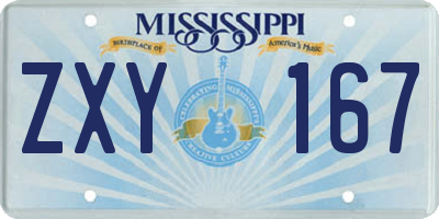 MS license plate ZXY167