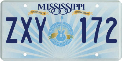 MS license plate ZXY172