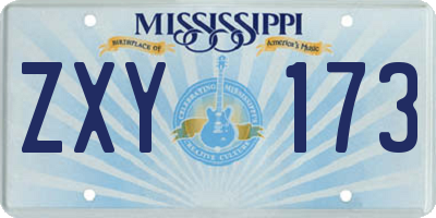MS license plate ZXY173