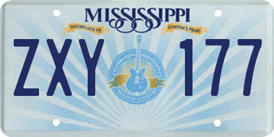 MS license plate ZXY177