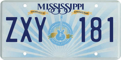 MS license plate ZXY181