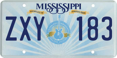 MS license plate ZXY183