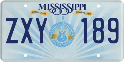 MS license plate ZXY189