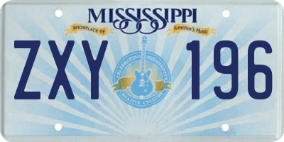 MS license plate ZXY196