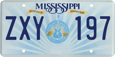 MS license plate ZXY197