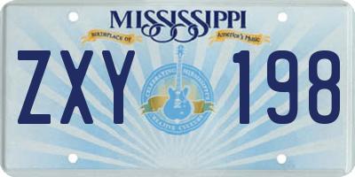 MS license plate ZXY198