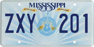 MS license plate ZXY201
