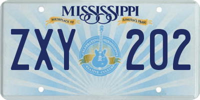 MS license plate ZXY202