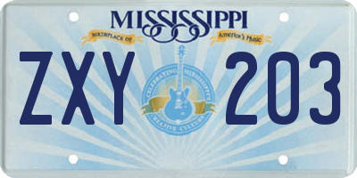 MS license plate ZXY203
