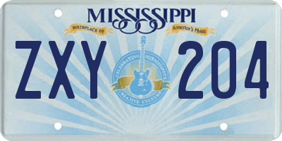 MS license plate ZXY204