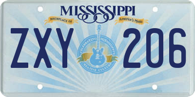MS license plate ZXY206