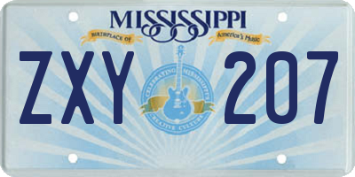 MS license plate ZXY207