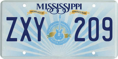 MS license plate ZXY209