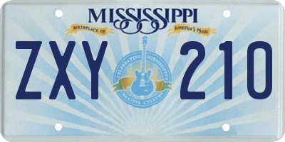 MS license plate ZXY210