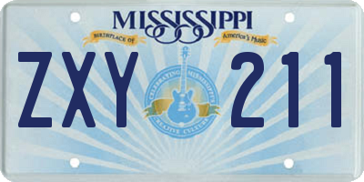 MS license plate ZXY211