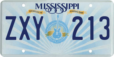 MS license plate ZXY213