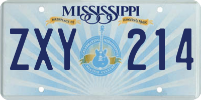 MS license plate ZXY214