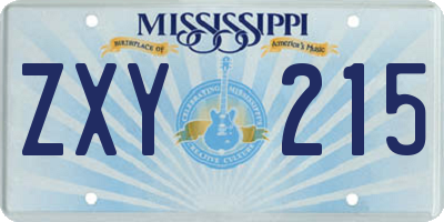MS license plate ZXY215