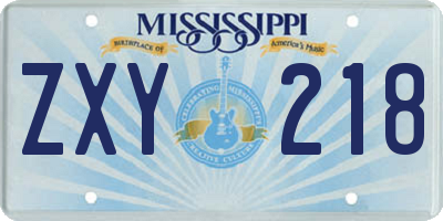 MS license plate ZXY218
