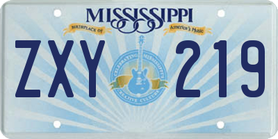MS license plate ZXY219