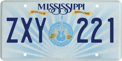 MS license plate ZXY221