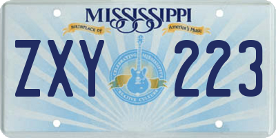 MS license plate ZXY223