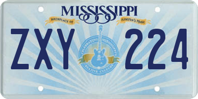 MS license plate ZXY224