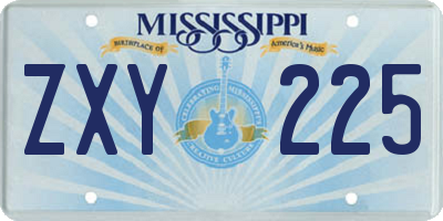 MS license plate ZXY225