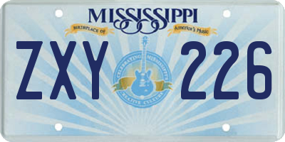MS license plate ZXY226