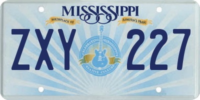 MS license plate ZXY227