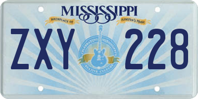 MS license plate ZXY228
