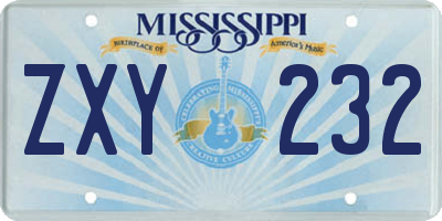 MS license plate ZXY232