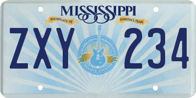 MS license plate ZXY234