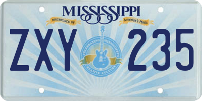 MS license plate ZXY235
