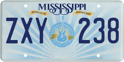 MS license plate ZXY238