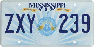 MS license plate ZXY239