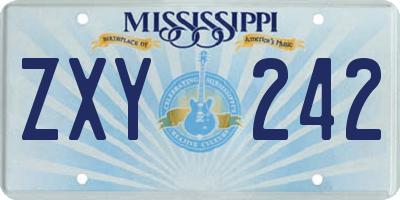 MS license plate ZXY242