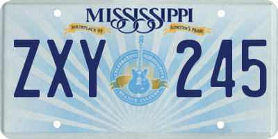 MS license plate ZXY245