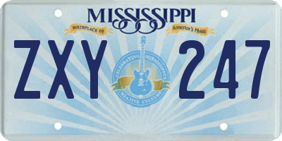 MS license plate ZXY247