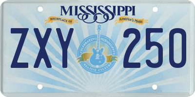 MS license plate ZXY250