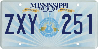MS license plate ZXY251