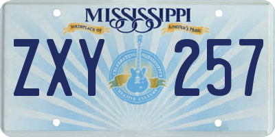 MS license plate ZXY257