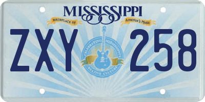 MS license plate ZXY258